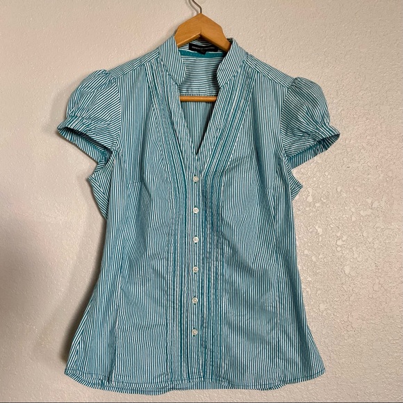 Express Design Studio Striped Short Sleeve Button Down Shirt - Size S - Picture 1 of 5